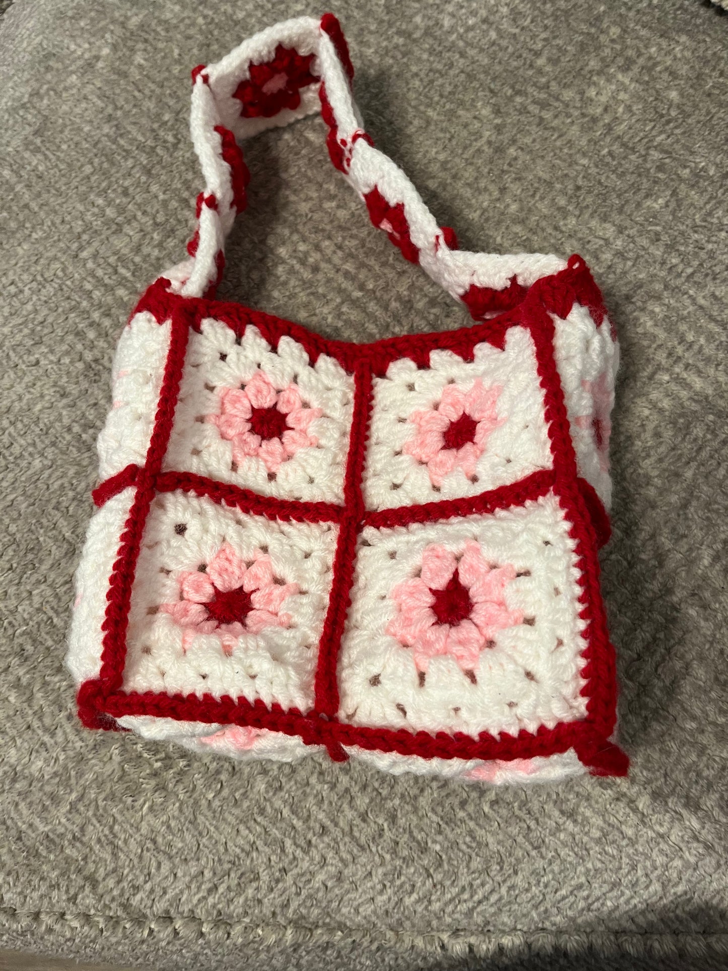 Crocheted granny square bag